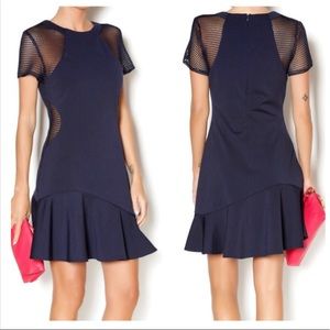 Adelyn Rae Navy Mesh Insert Dress Small